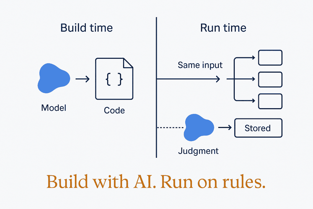 AI at Build Time, Rules at Run Time