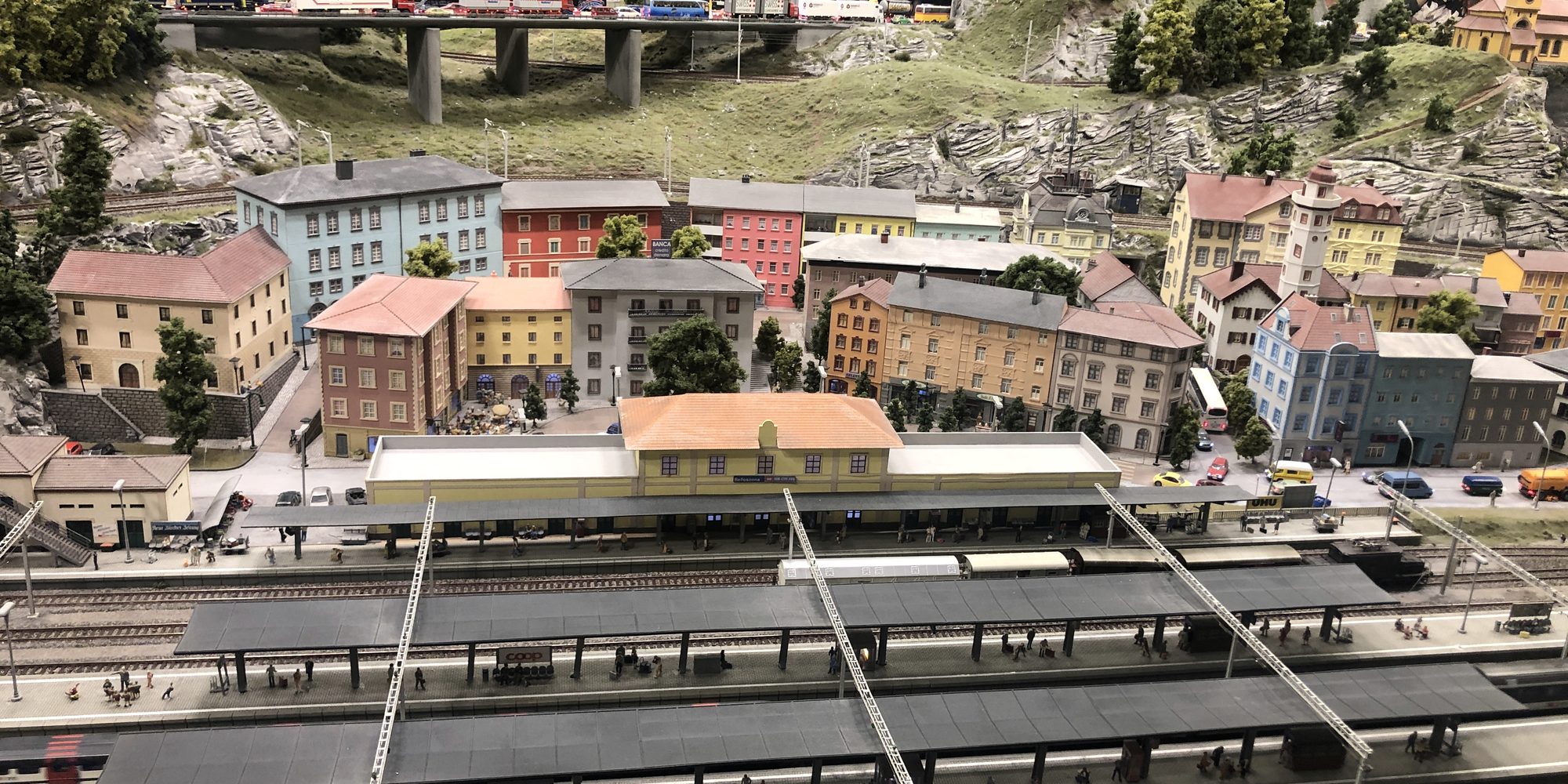 A model town with its railway station